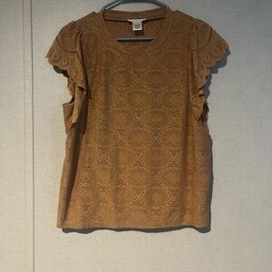 URBAN Romantics Tan Eyelet Blouse